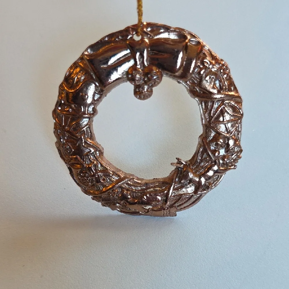 Gold Christmas Ornaments Set - Trees, Candy Canes, Wreath, Snowflake